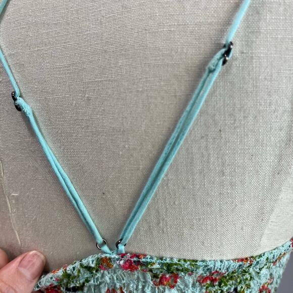 Free People Adella Printed Floral Lace Mini Slip Dress Boho Festival L - Picture 6 of 10